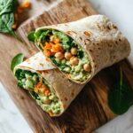 high protein no-cook chickpea avocado wrap with spinach and carrot