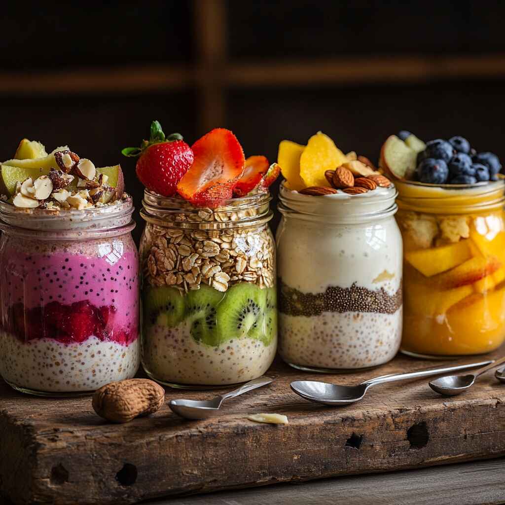 Breakfast in a jar with high-protein ingredients