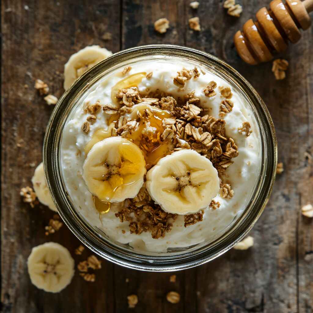 cottage cheese dessert in glass jar