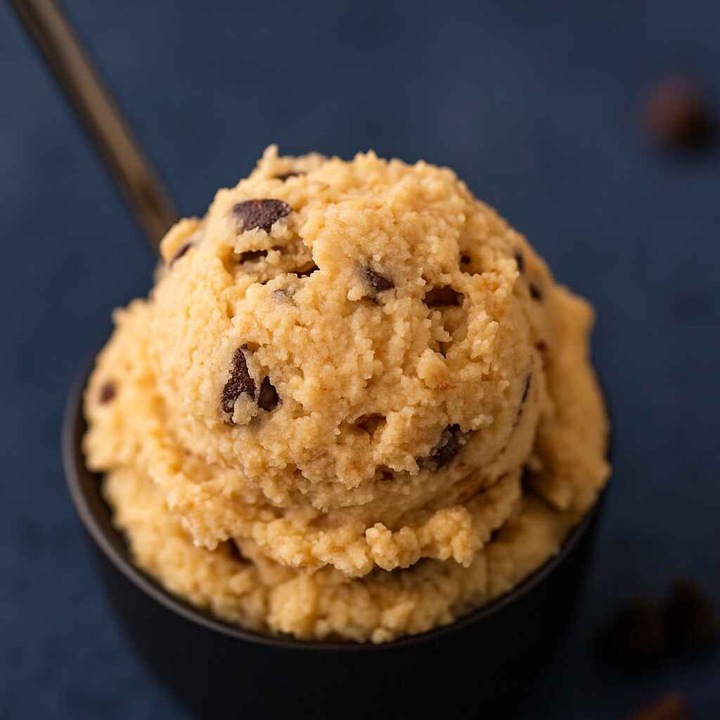 Cottage cheese protein cookie dough in glass bowl