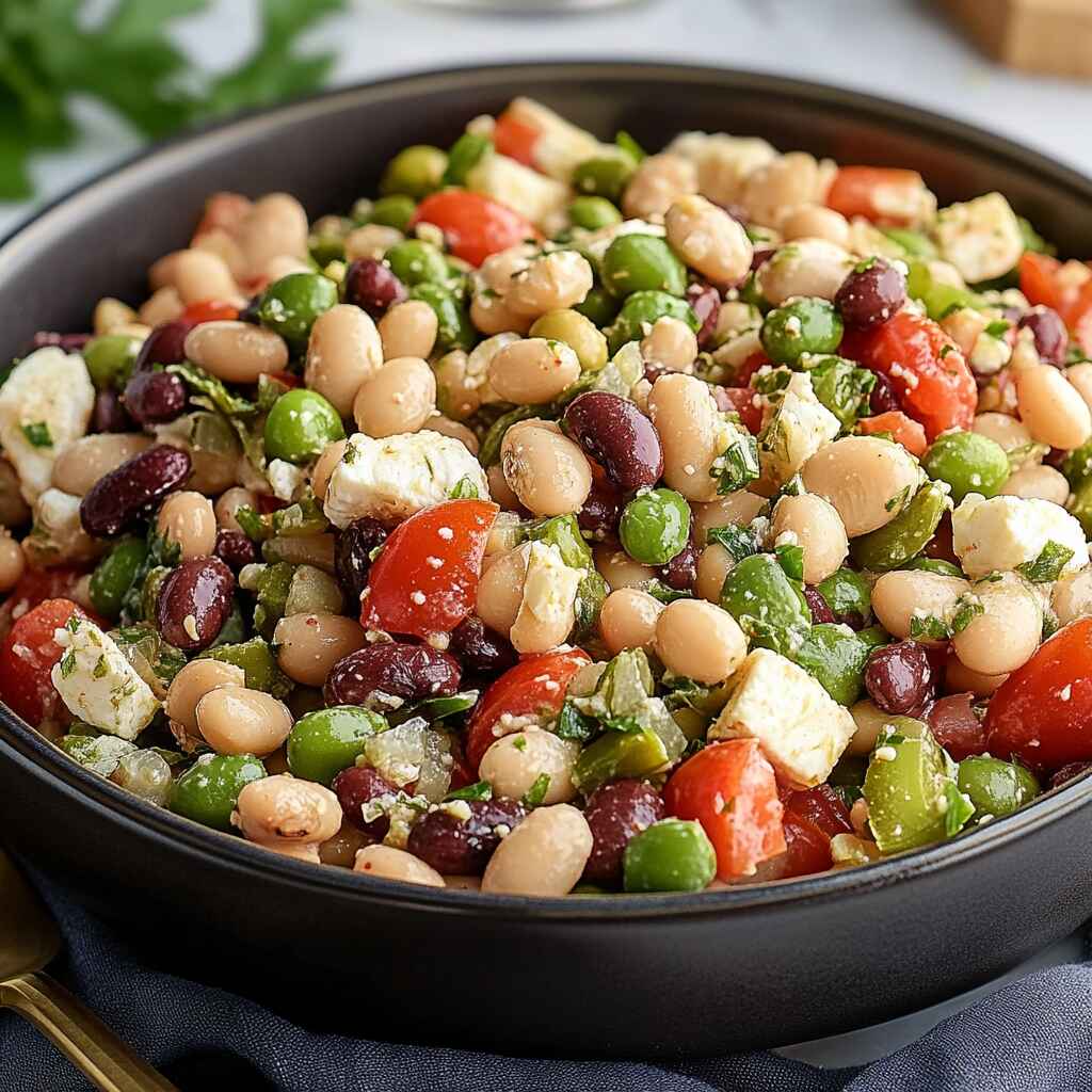 High protein bean salad with vegetables