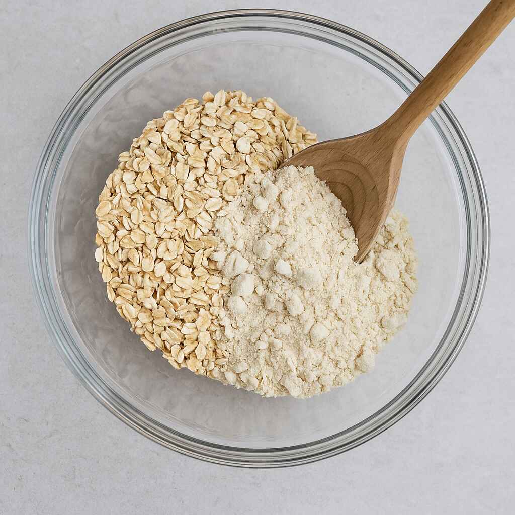Mixing dry ingredients for protein bars