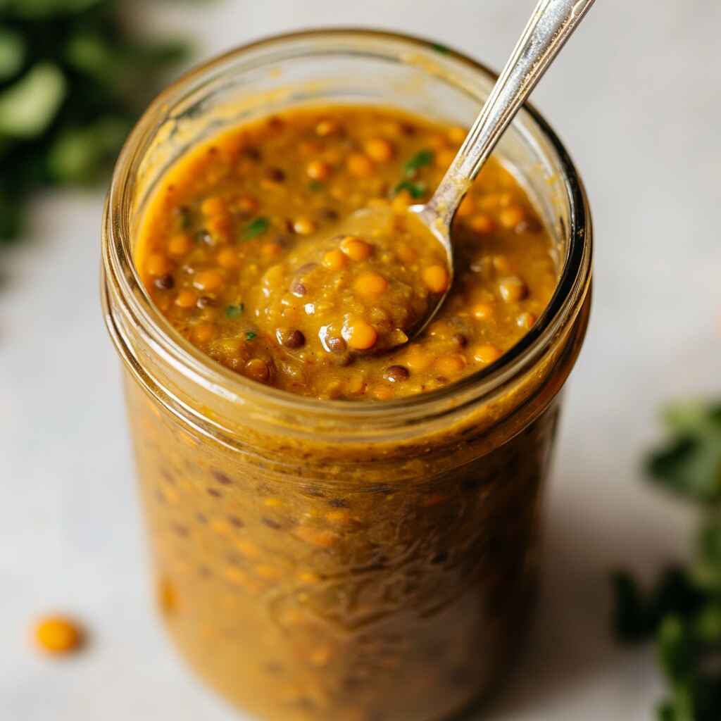storing spicy lentil soup in jar