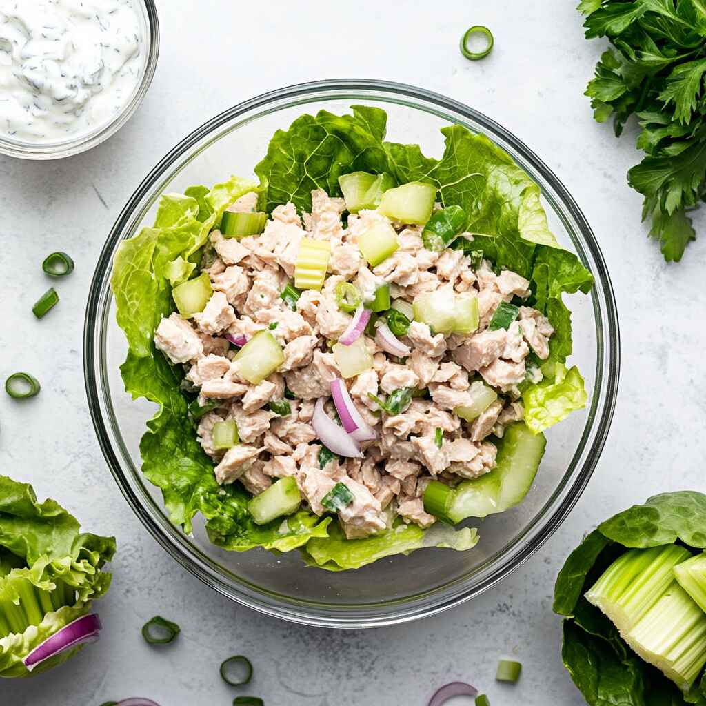 Tuna salad calories in a fresh, healthy bowl