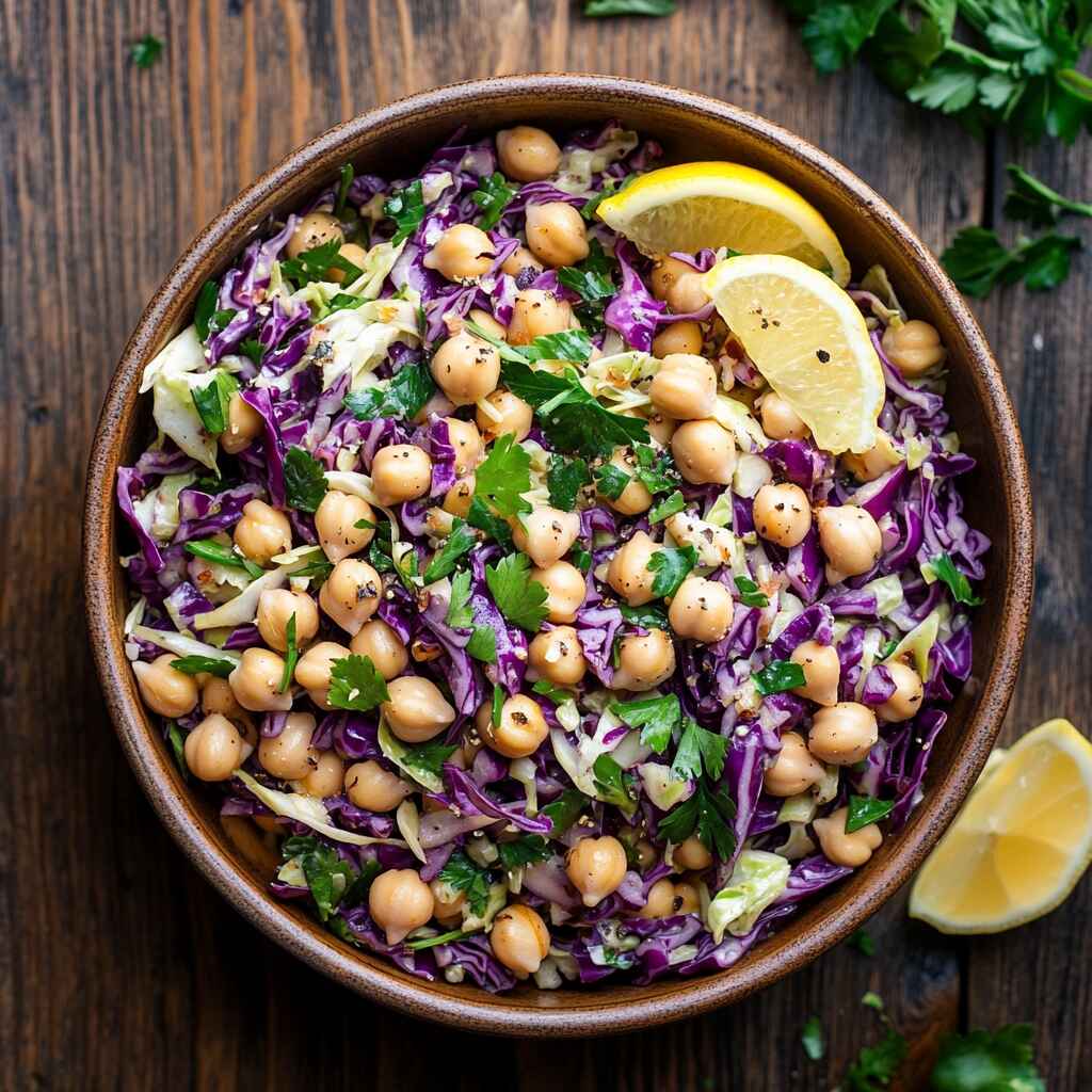 Chickpea cabbage salad with lemon vinaigrette