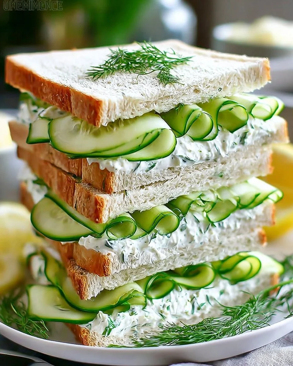 Delicious cucumber sandwich arranged on a plate for a refreshing summer snack