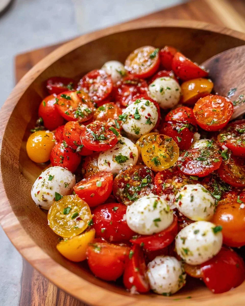 Fresh Tomato Mozzarella Salad with basil and balsamic dressing