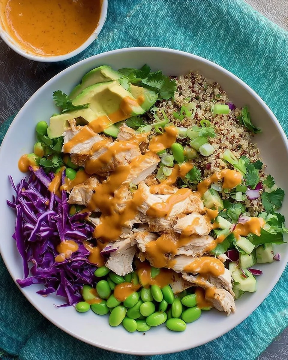 Delicious Chicken Protein Bowl with fresh vegetables and quinoa