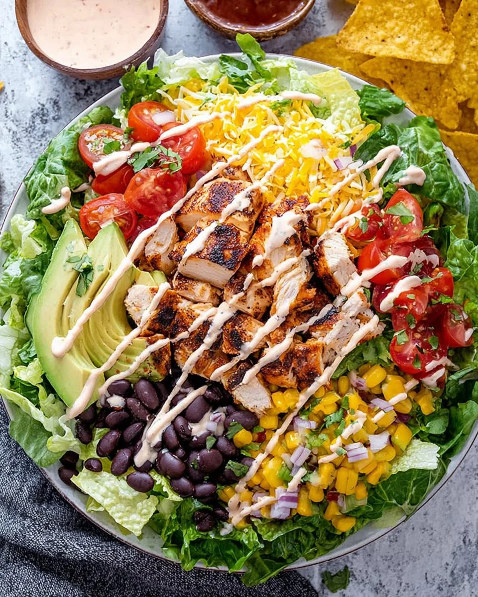 Delicious Chicken Taco Salad with fresh ingredients and toppings