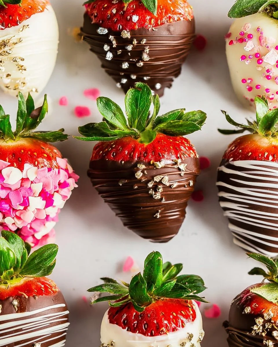 Delicious chocolate covered strawberries ready to be enjoyed.