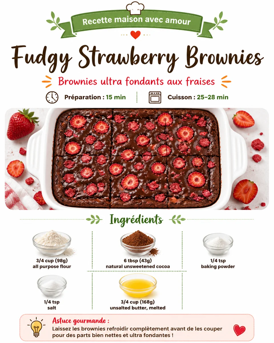 Fudgy Strawberry Brownies
