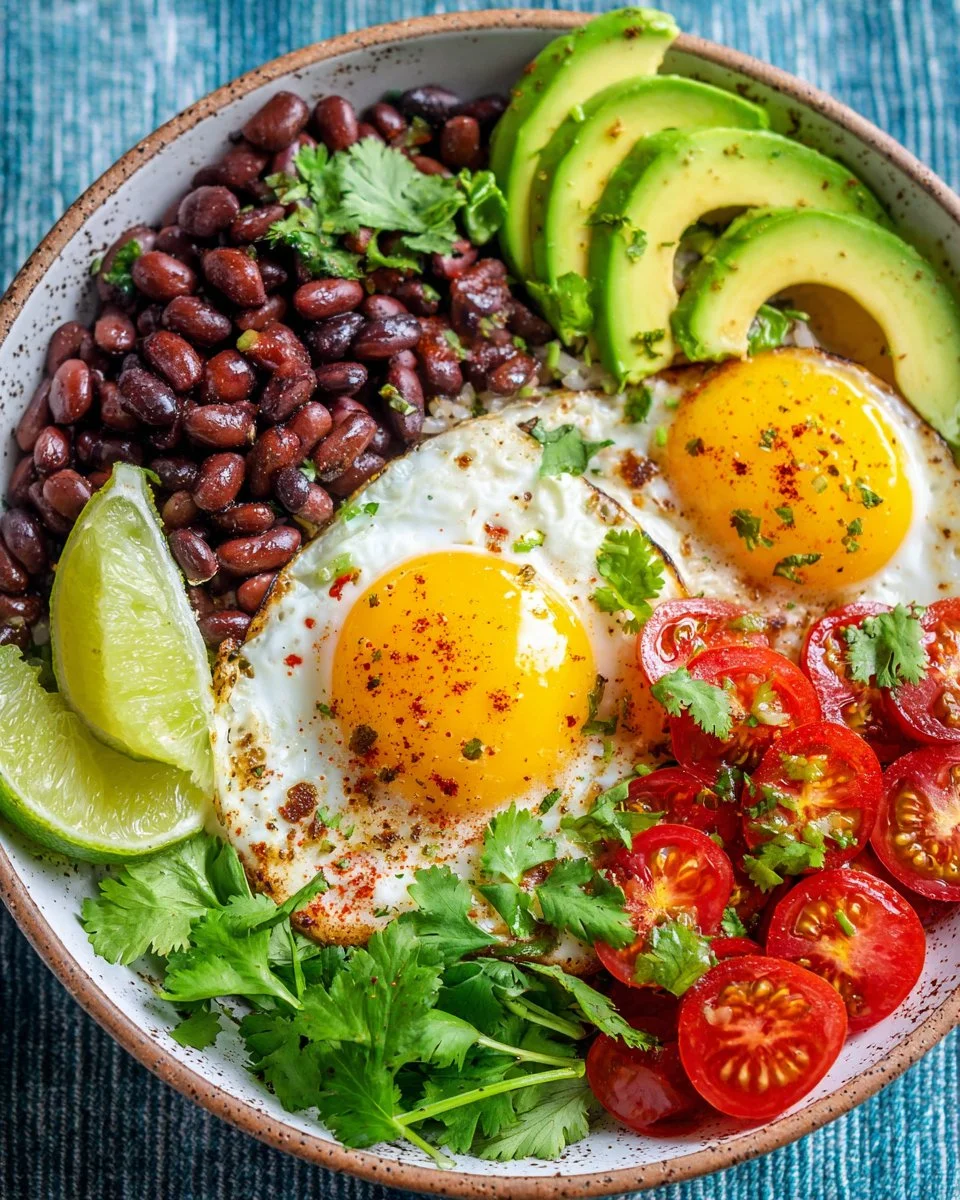 Healthy Mexican breakfast bowl with fresh ingredients and vibrant colors