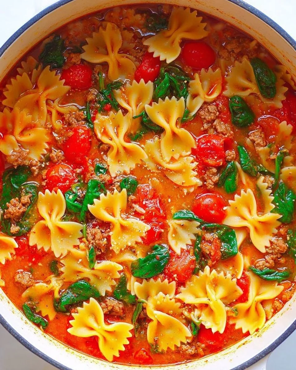One-Pot Pasta and Ground Beef Soup
