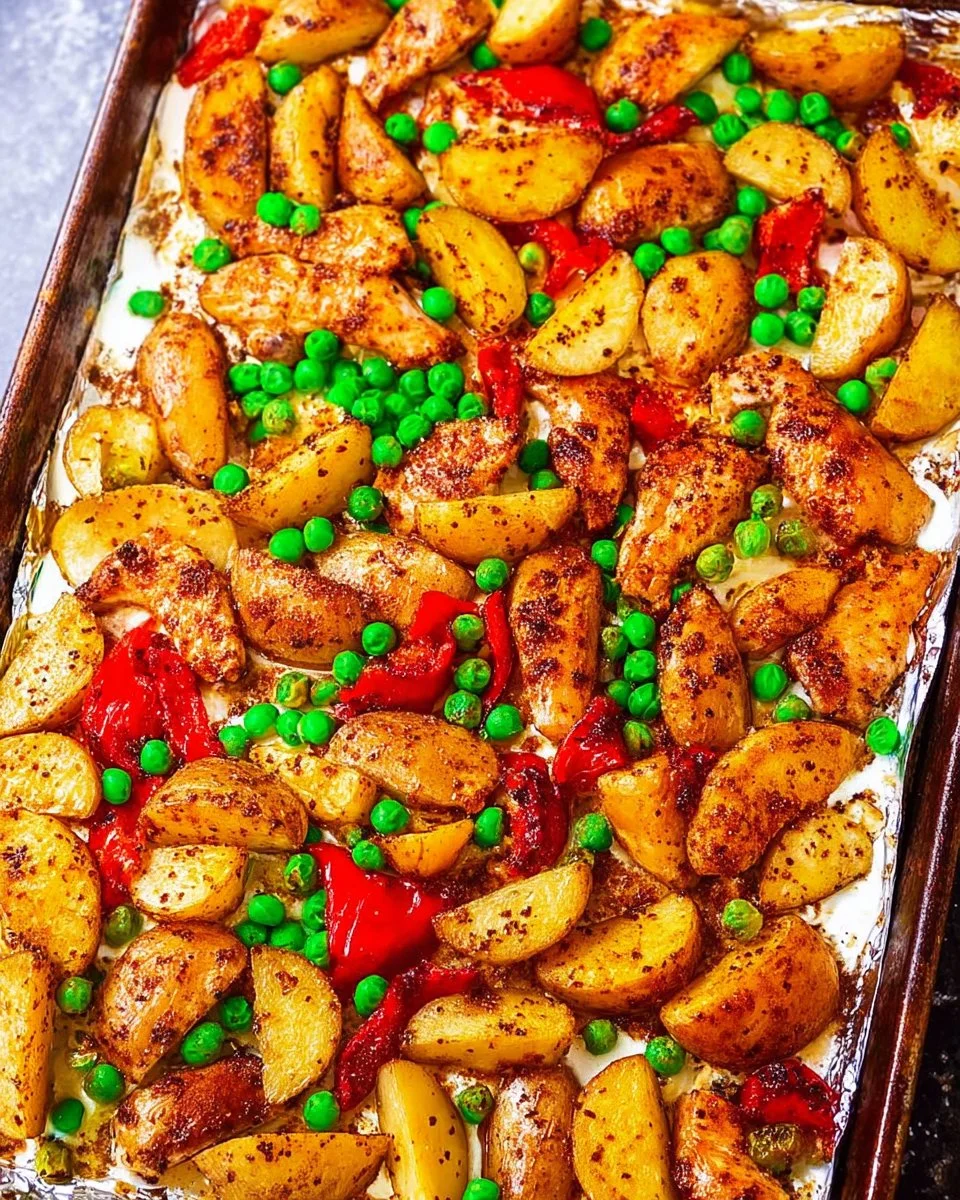 Sheet Pan Curry Chicken and Vegetables dish ready to serve, showcasing vibrant colors and textures.