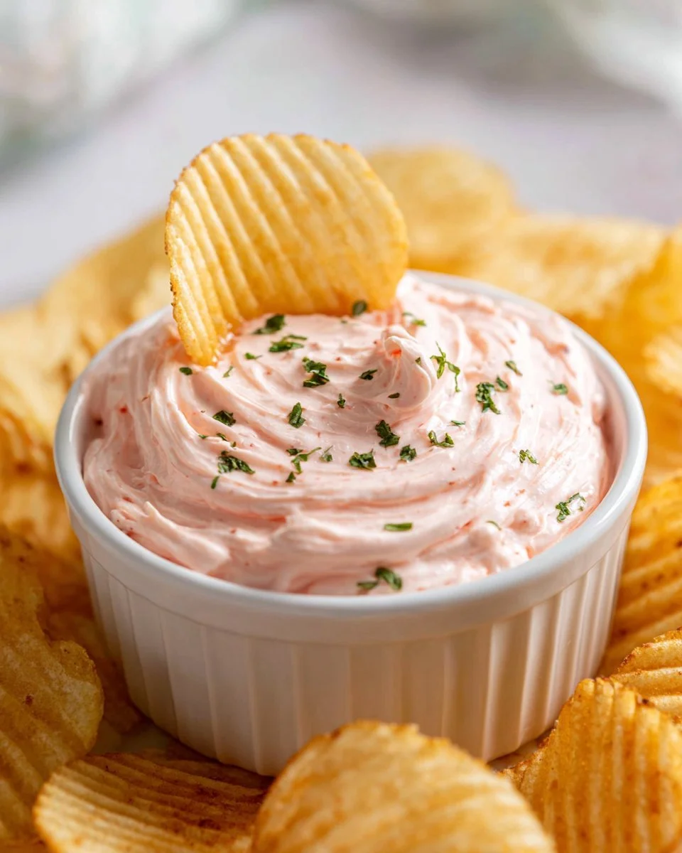 A delicious bowl of the best potato chip dip with fresh ingredients