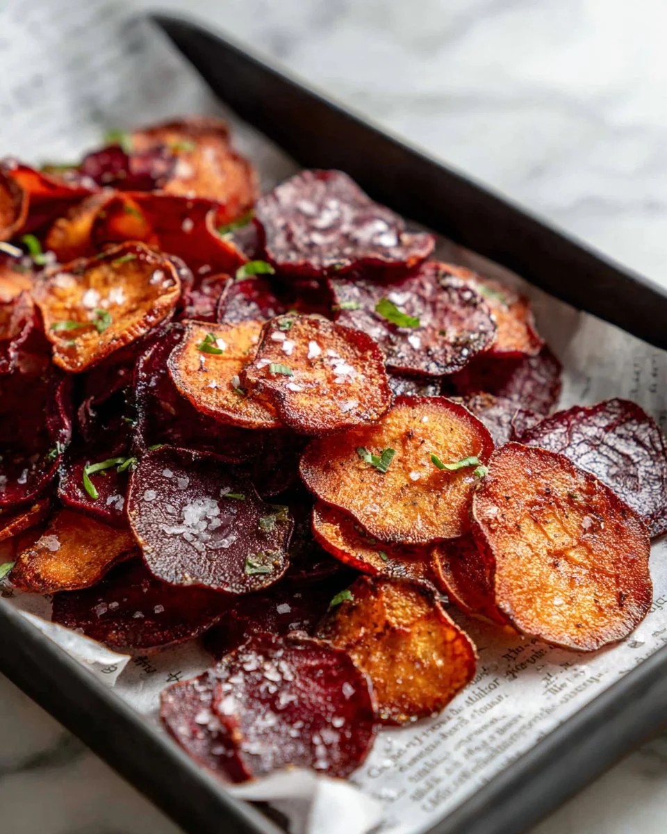 Bowl of crispy beet chips showcasing vibrant colors and healthy snacking.