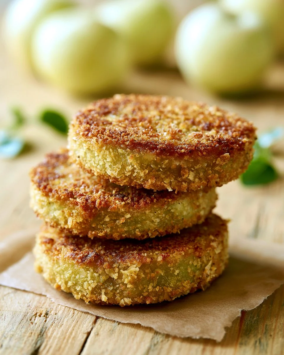 Plate of perfectly fried green tomatoes with dipping sauce