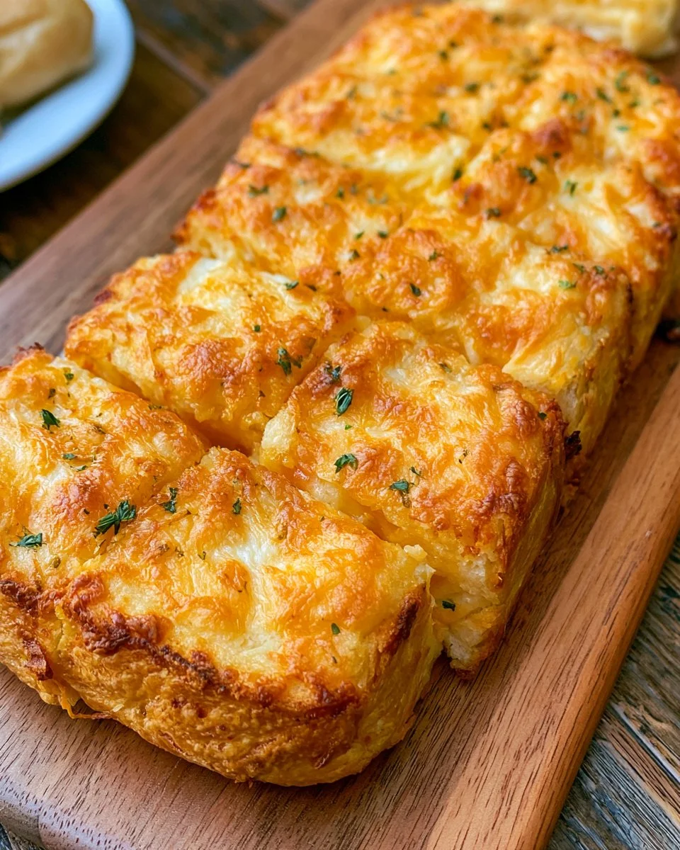 Freshly baked Cheese Bread with melted cheese and crispy crust