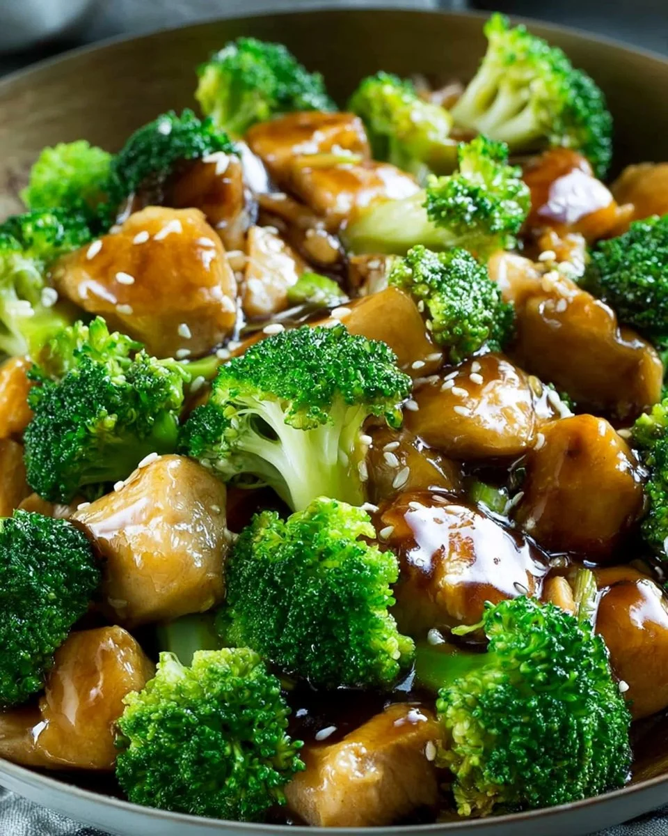 Healthy Chicken and Broccoli Stir Fry served in a bowl