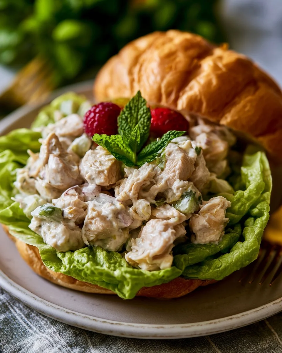 Delicious homemade chicken salad with fresh ingredients and vibrant colors