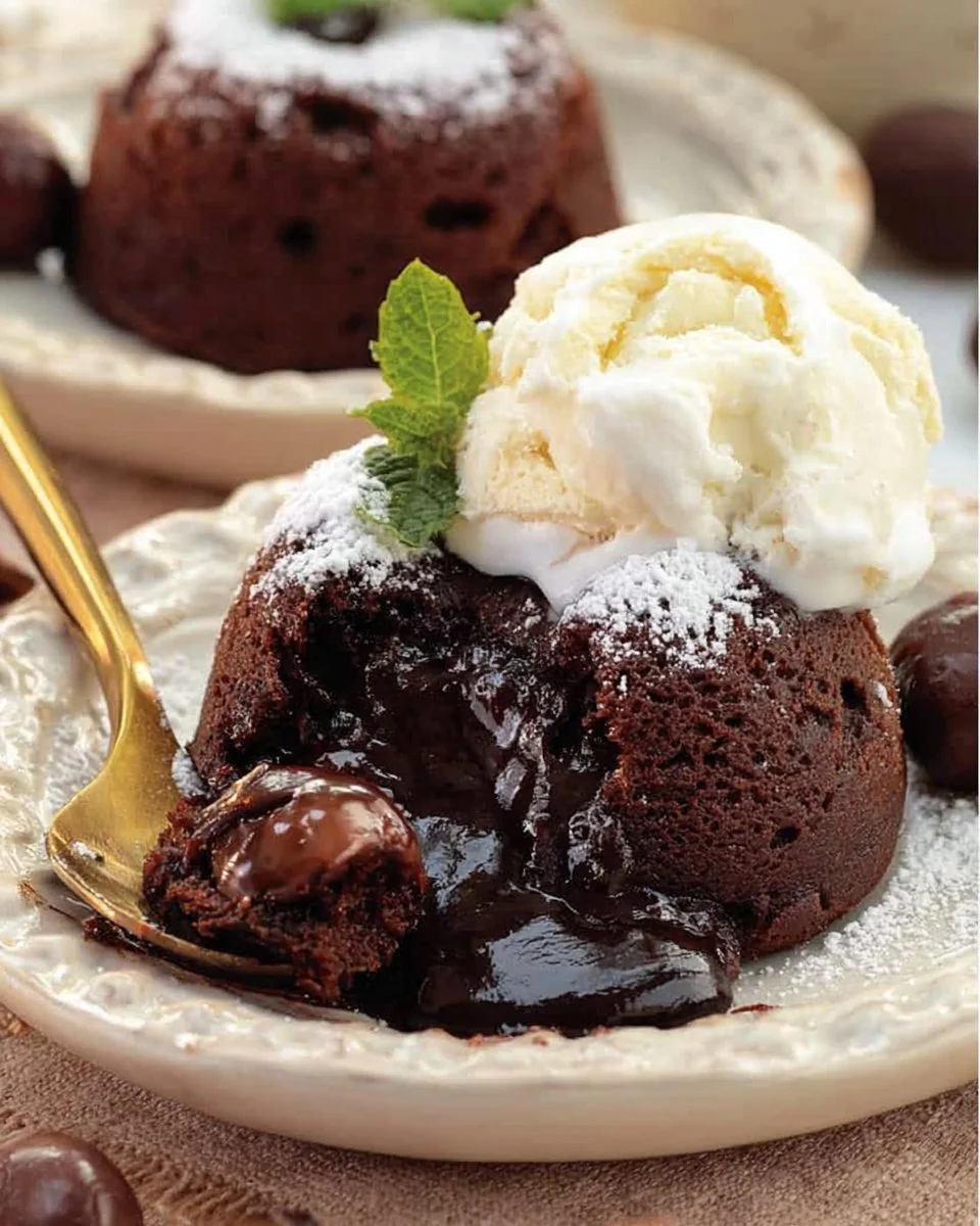 Delicious Chocolate Lava Cakes with gooey, molten chocolate center