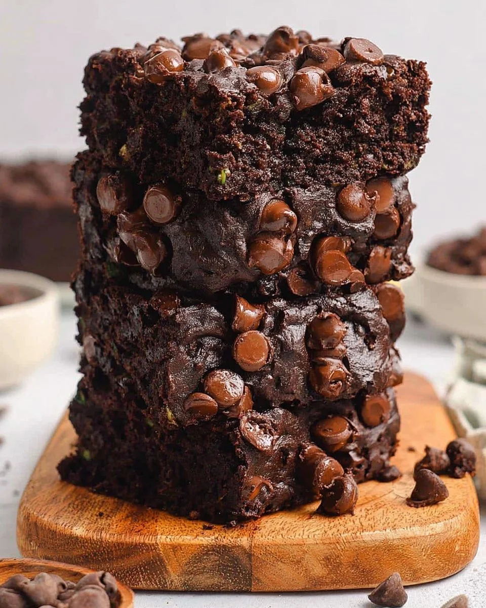Moist chocolate zucchini banana bread topped with chocolate chips