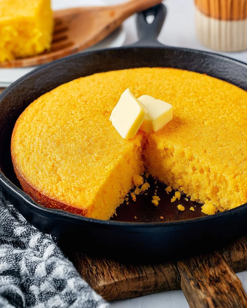 Delicious corn pone served on a rustic wooden table