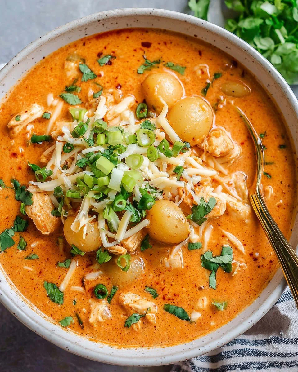 Delicious bowl of crack chicken chili topped with cheese and green onions