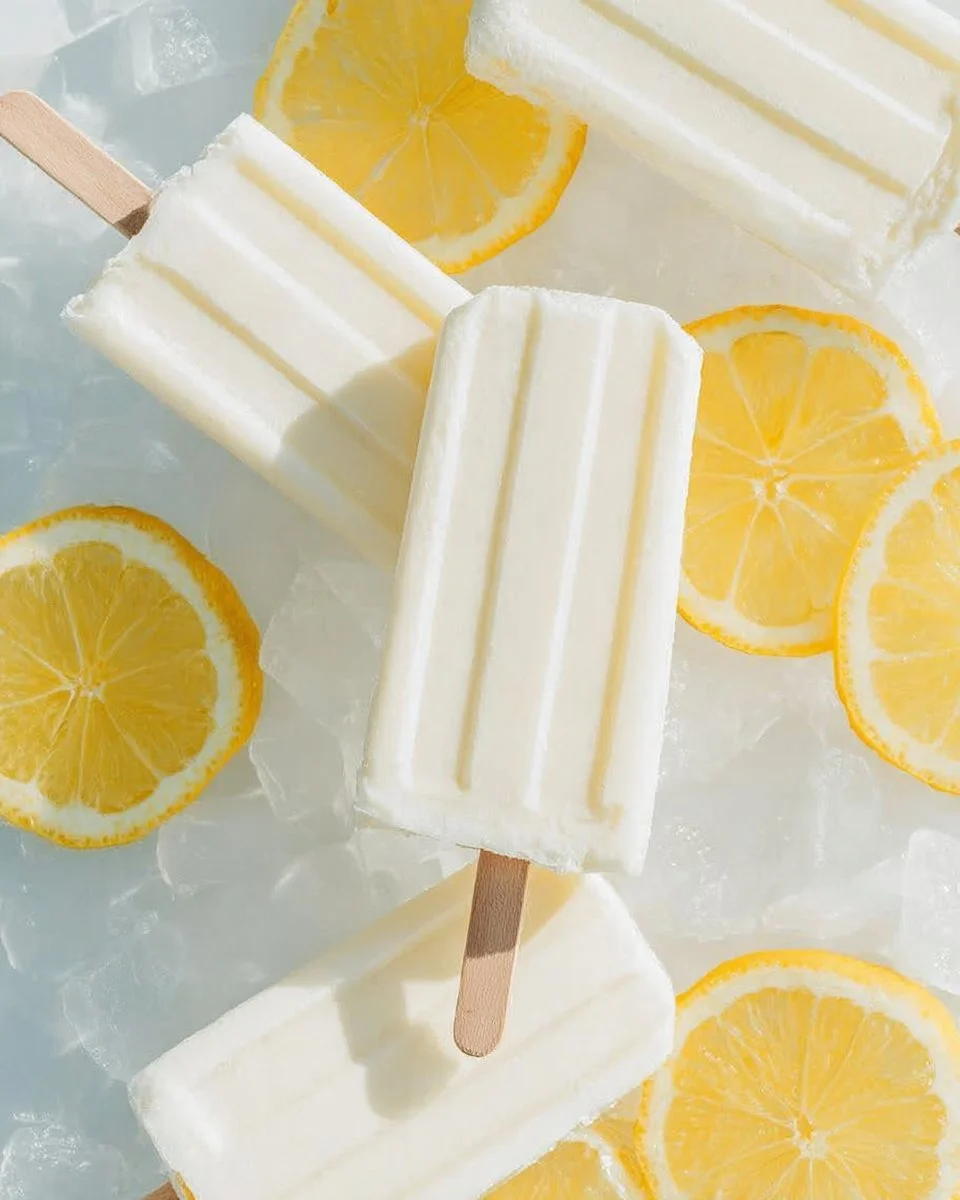 Creamy lemon popsicles with a refreshing citrus flavor