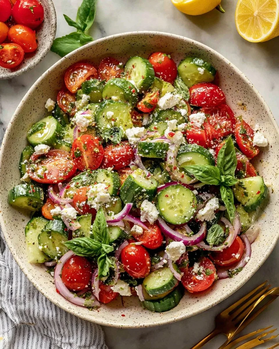 Fresh Cucumber Tomato Salad with vibrant vegetables and a light dressing