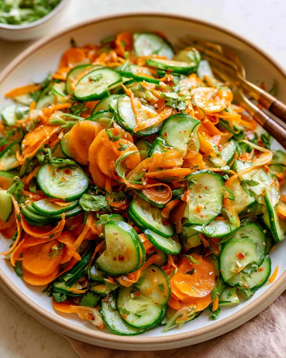 Cucumber Carrot Salad with fresh ingredients in a bowl
