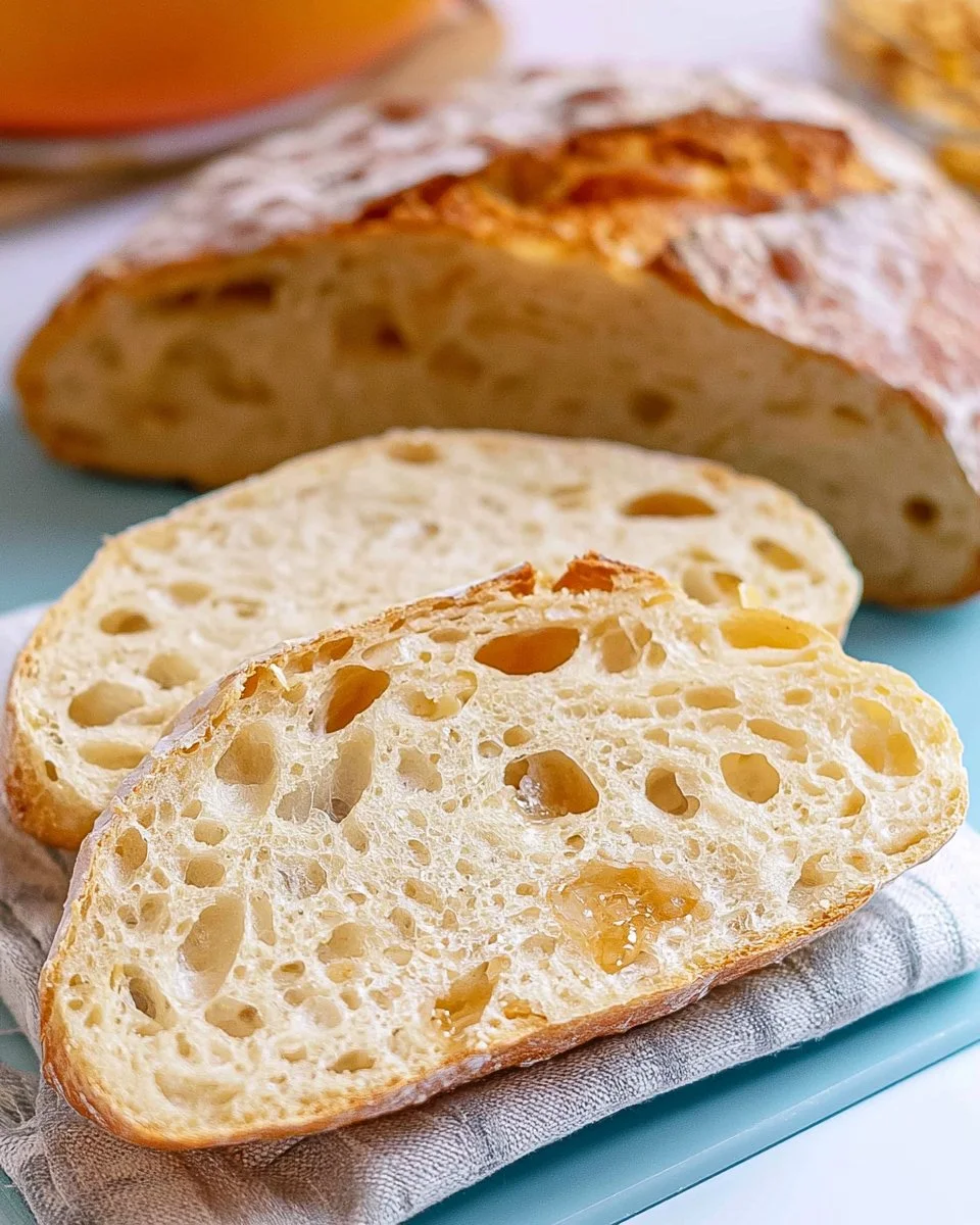 Freshly baked Dutch Oven Bread with a crispy crust and fluffy interior