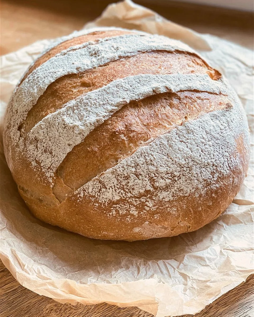 Freshly baked artisan bread loaf with a crispy crust and soft interior