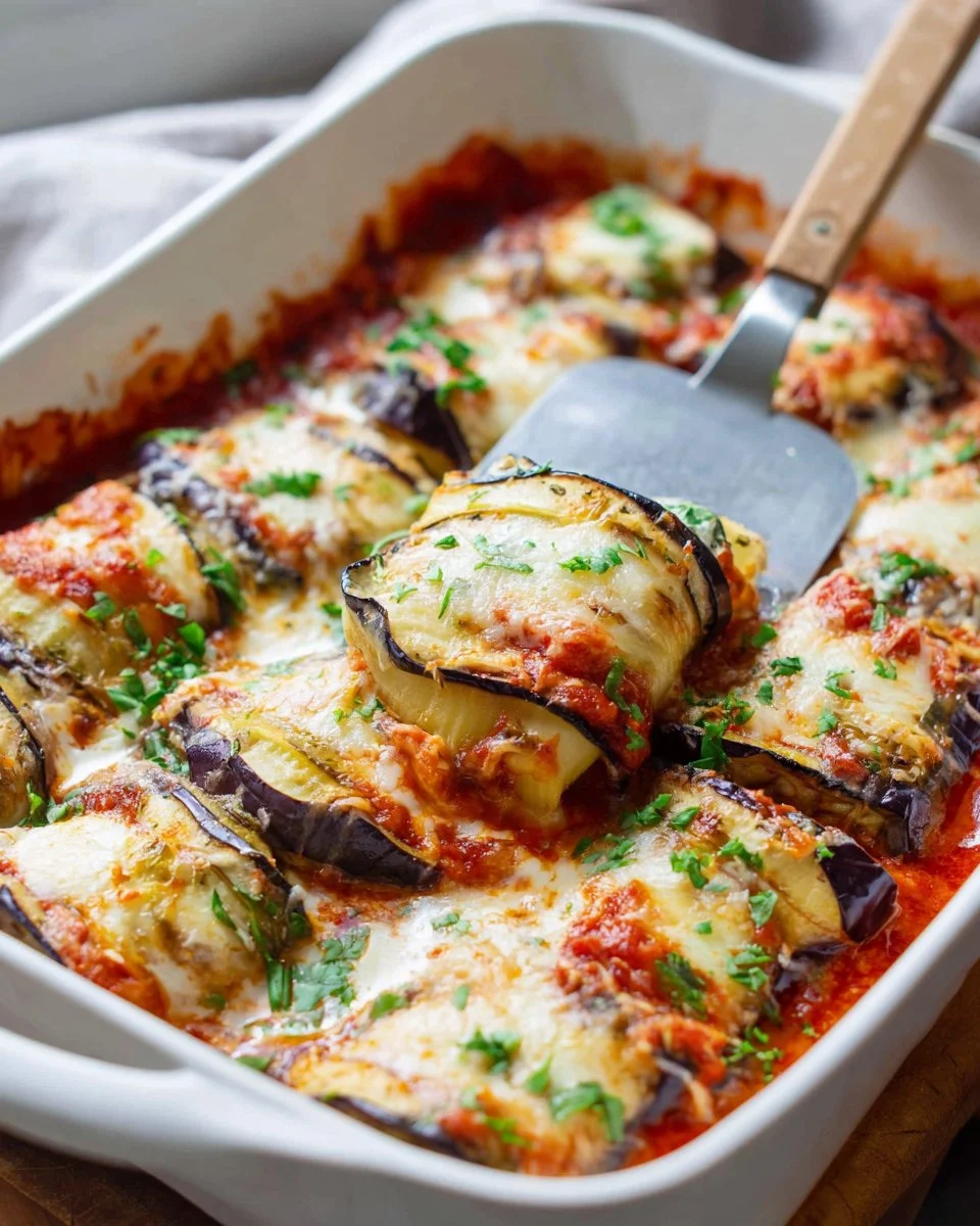 Eggplant stuffed shells recipe with cheese and herbs
