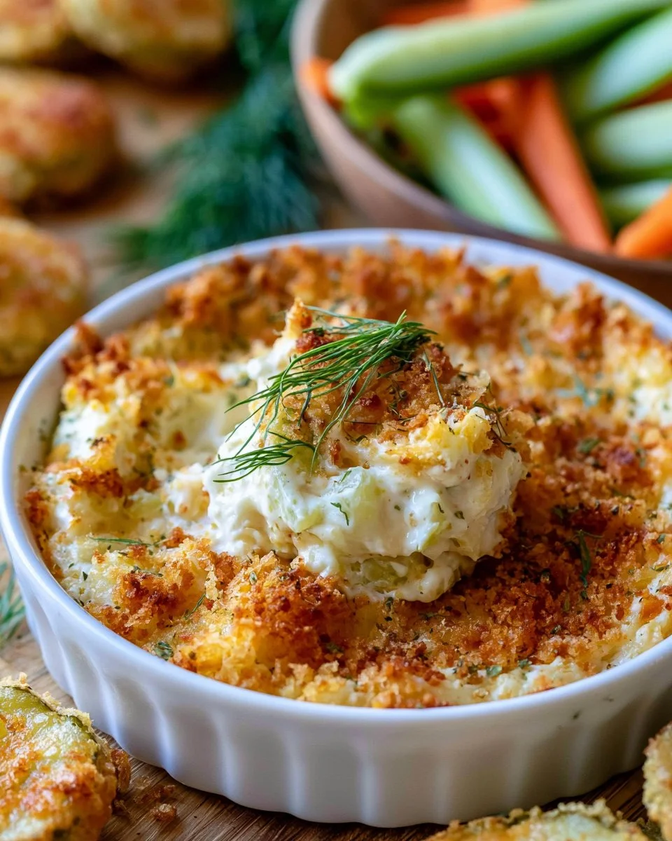 Delicious Fried Pickle Dip served with crispy tortilla chips