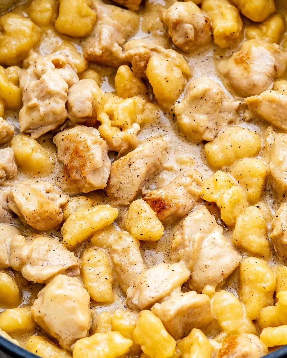 Bowl of gnocchi carbonara topped with crispy pancetta and parmesan cheese