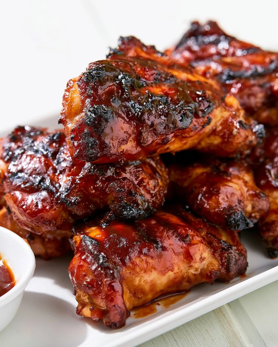 Grilled chicken breast with homemade BBQ sauce on the grill