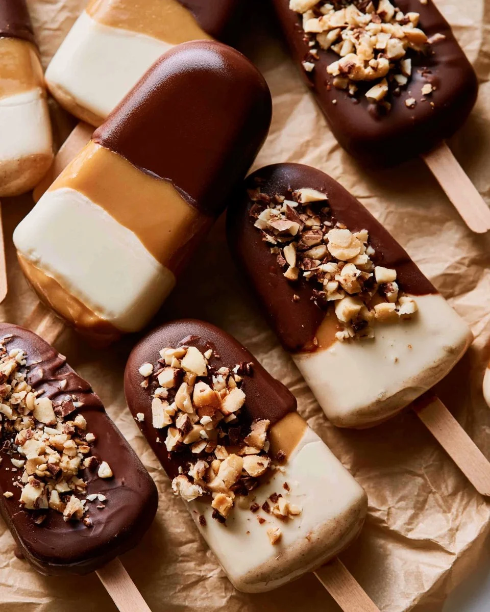 Healthy banana popsicles made from ripe bananas and natural ingredients