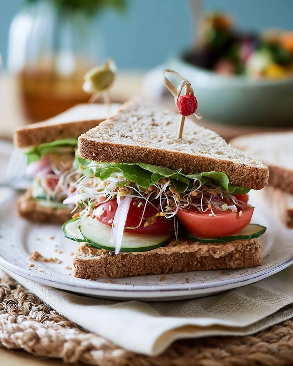 Delicious hummus sandwich with fresh vegetables and pita bread