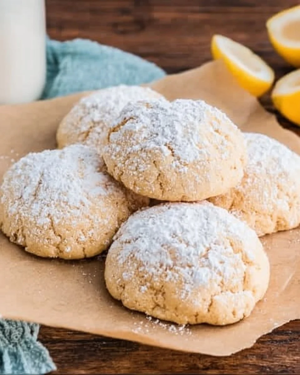 Freshly baked Lemon Vanilla Tea Cookies on a decorative plate