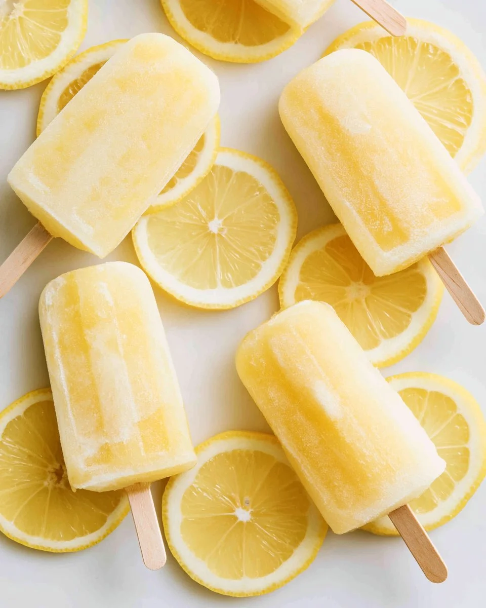 Delicious homemade lemonade popsicles on a sunny day