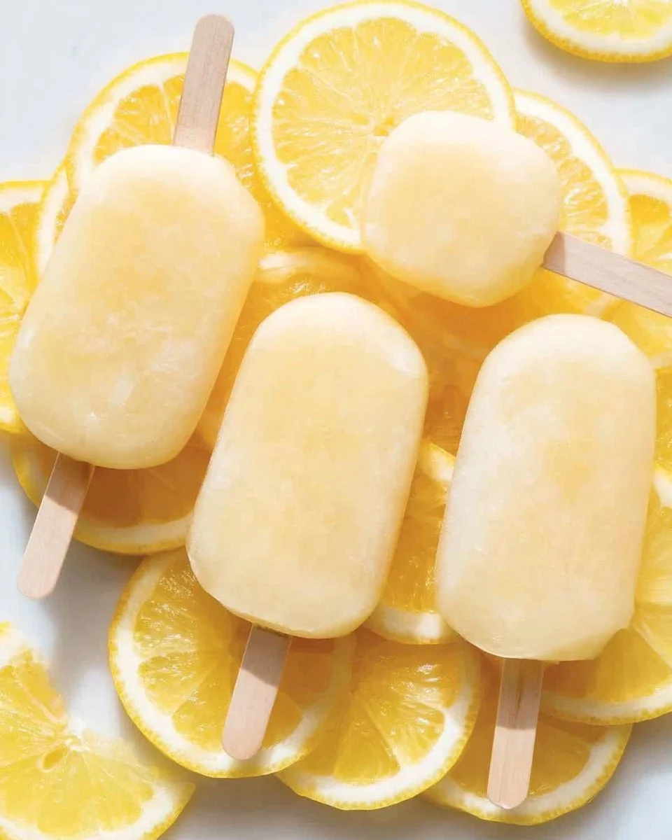 Refreshing lemonade popsicles made with fresh lemon juice and served in colorful molds.