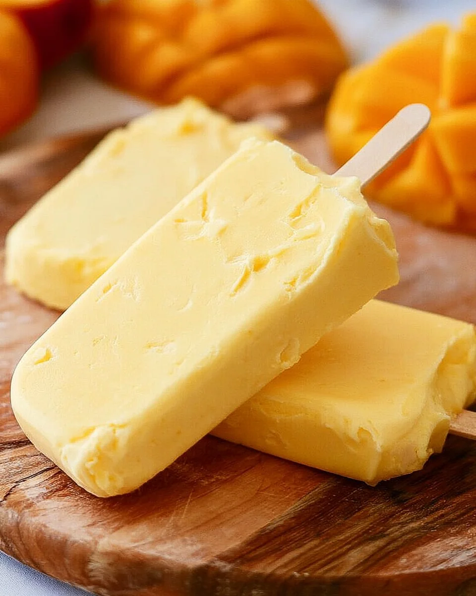 Delicious mango popsicles on a sunny day