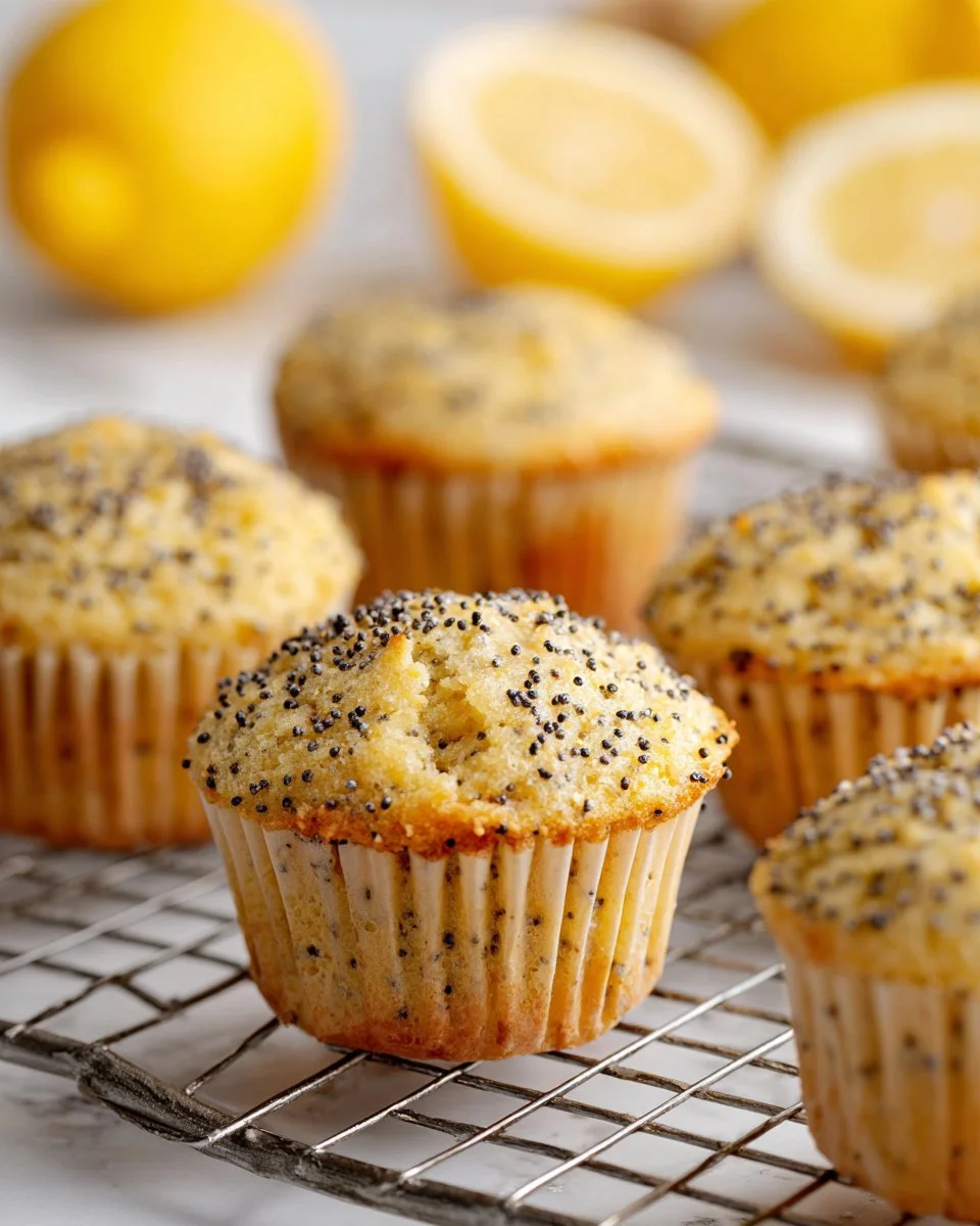 Mini lemon poppy seed muffins on a plate for a delicious breakfast treat