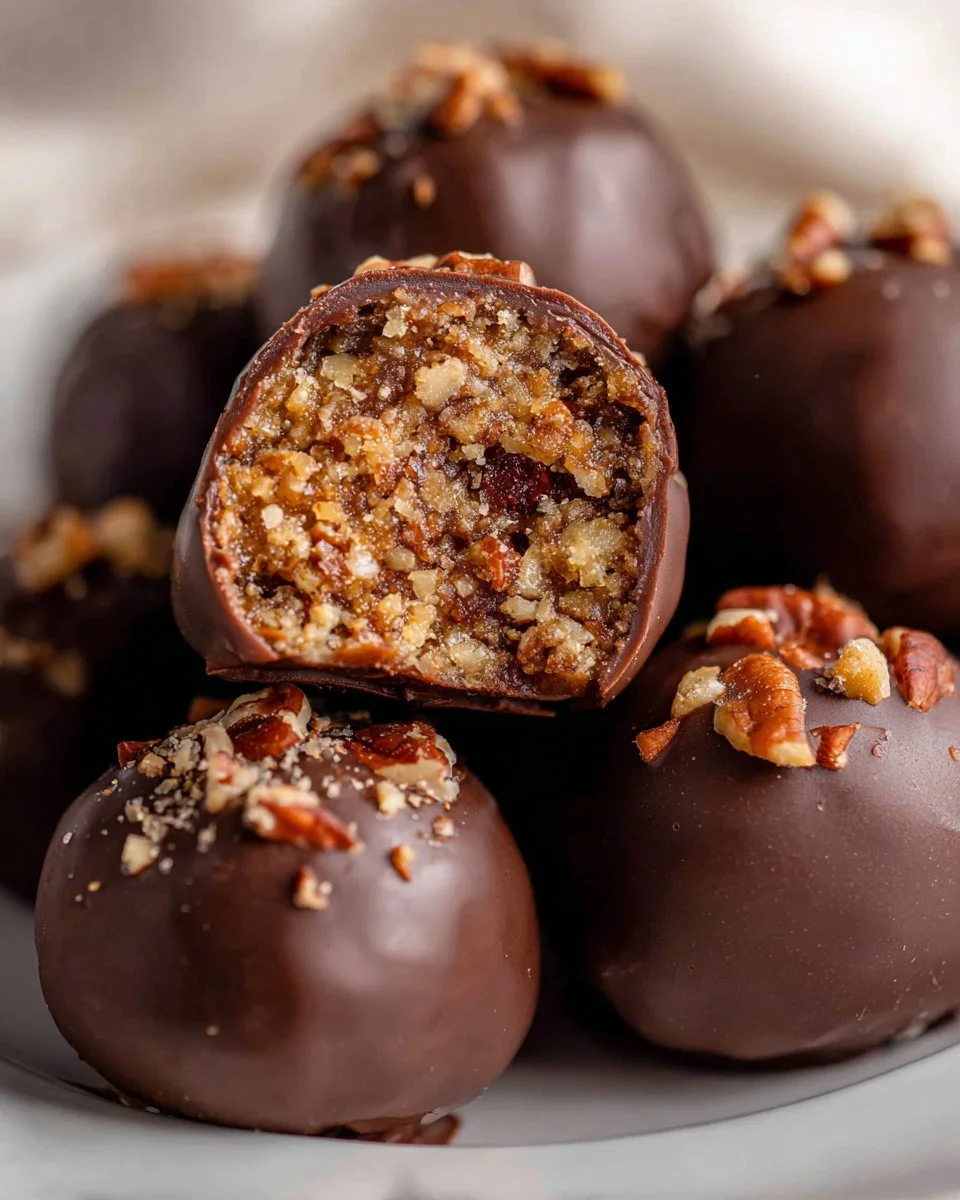 Delicious pecan pie balls on a decorative plate