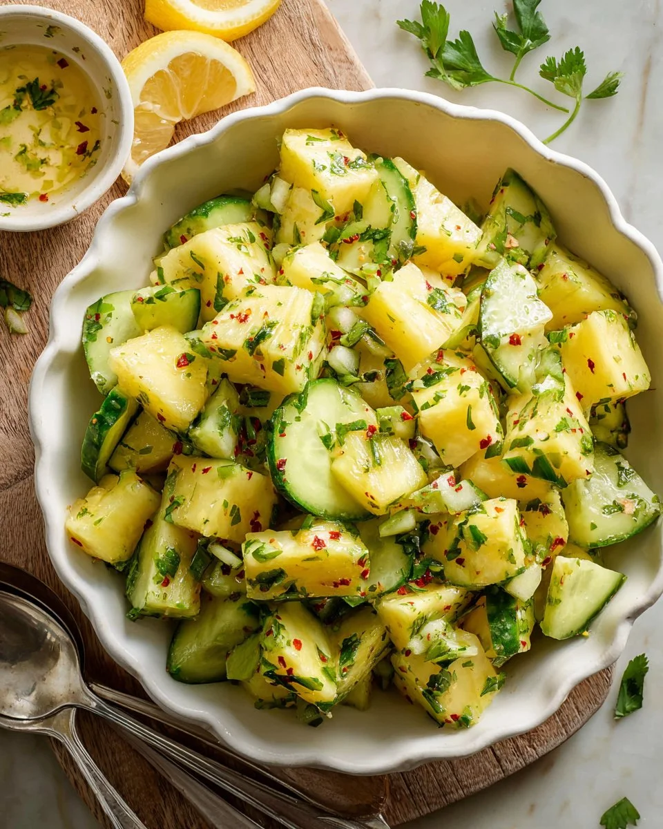 Delicious pineapple cucumber salad with vibrant colors and fresh ingredients