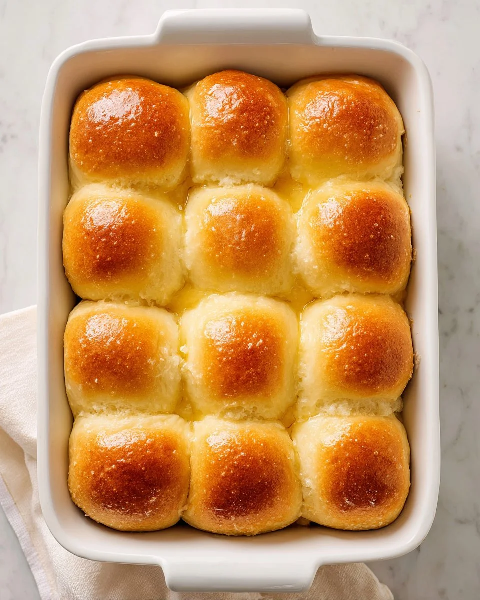 Freshly baked Potato Dinner Rolls on a wooden table