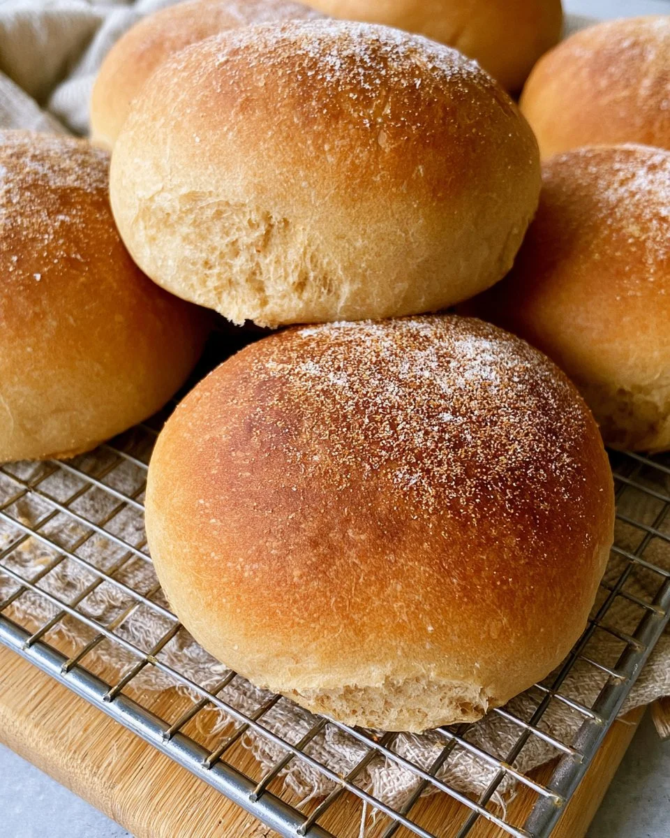 Freshly baked hamburger buns recipe, ideal for BBQ and grilling.