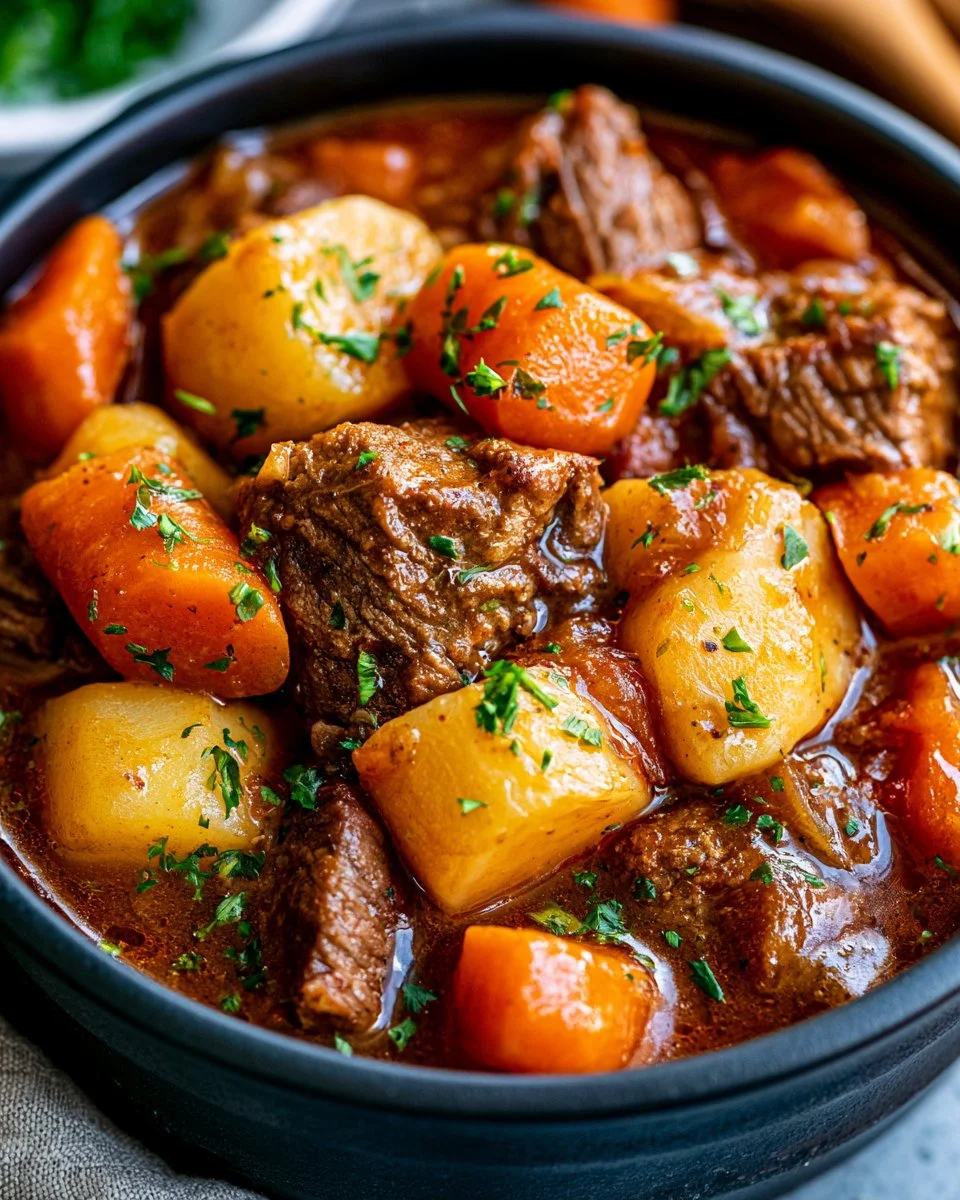 Delicious slow cooker beef stew with tender meat and fresh vegetables