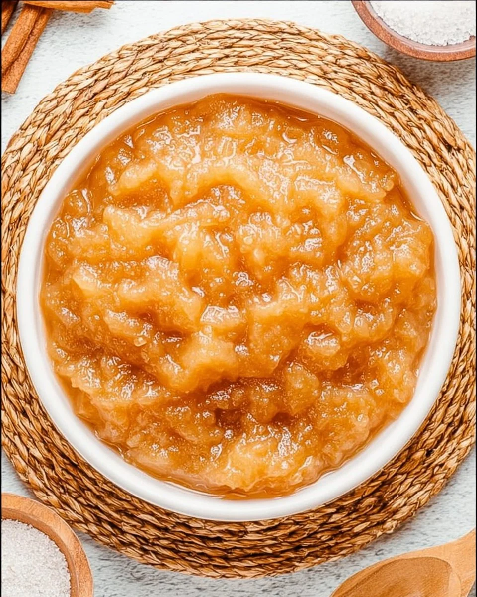 Homemade stovetop applesauce in a pot with fresh apples